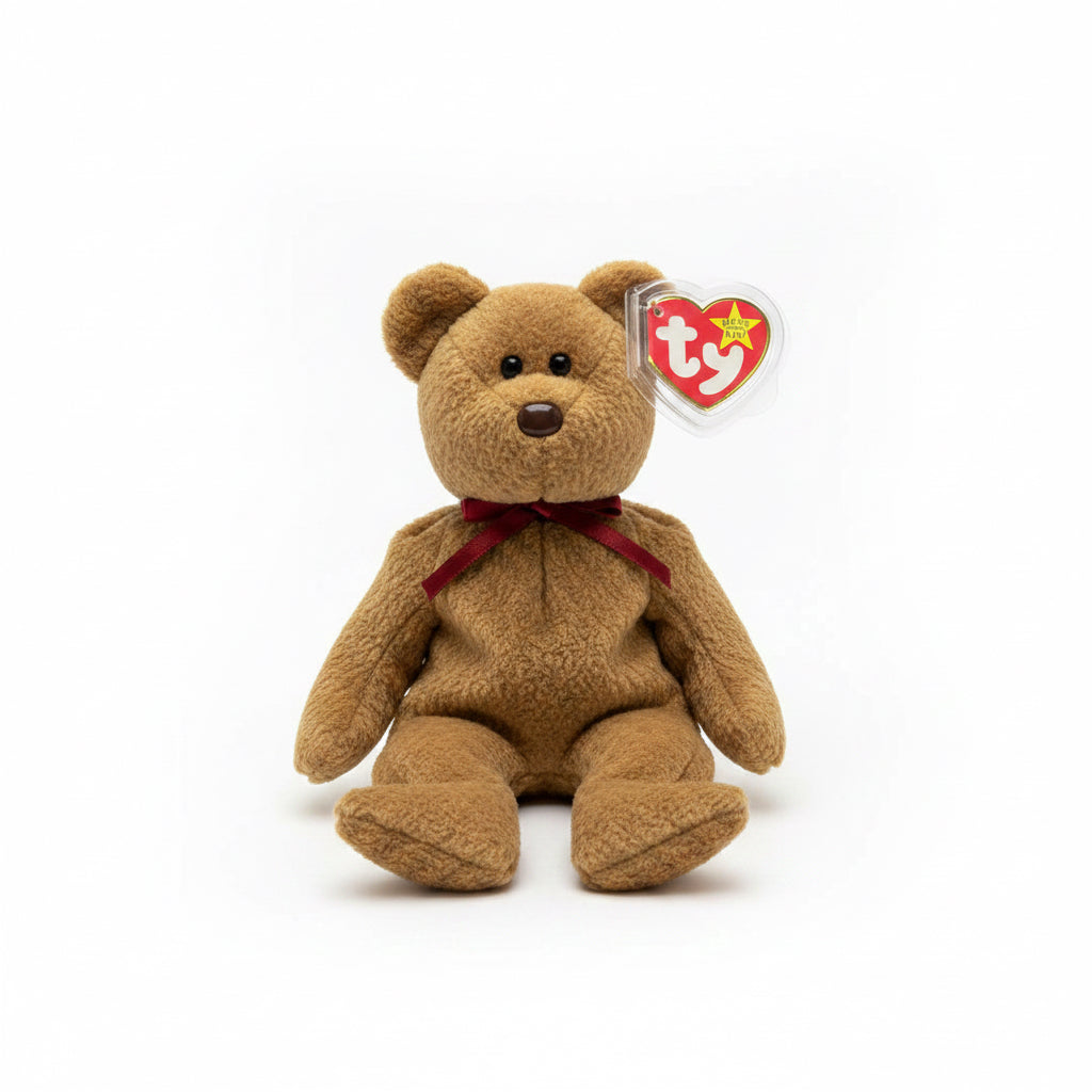 Rare Retired Ty Beanie Baby Curly The Bear 1993 1996 Bear With Numerous Errors