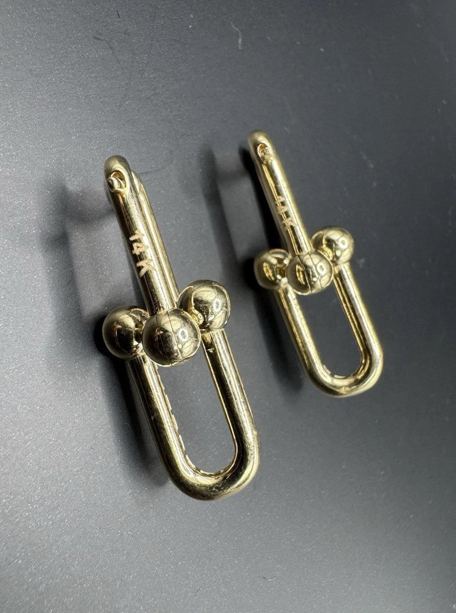 14K Gold U-Link Hardwear Large Earrings 13.27x32.51mm 6.8 Grams Semi-Solid Bold