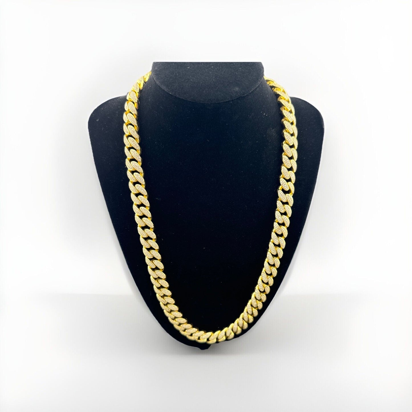 Sterling Silver 925 191G Gold Plated Miami Cuban Chain Fully Iced, 22in, 11.65mm