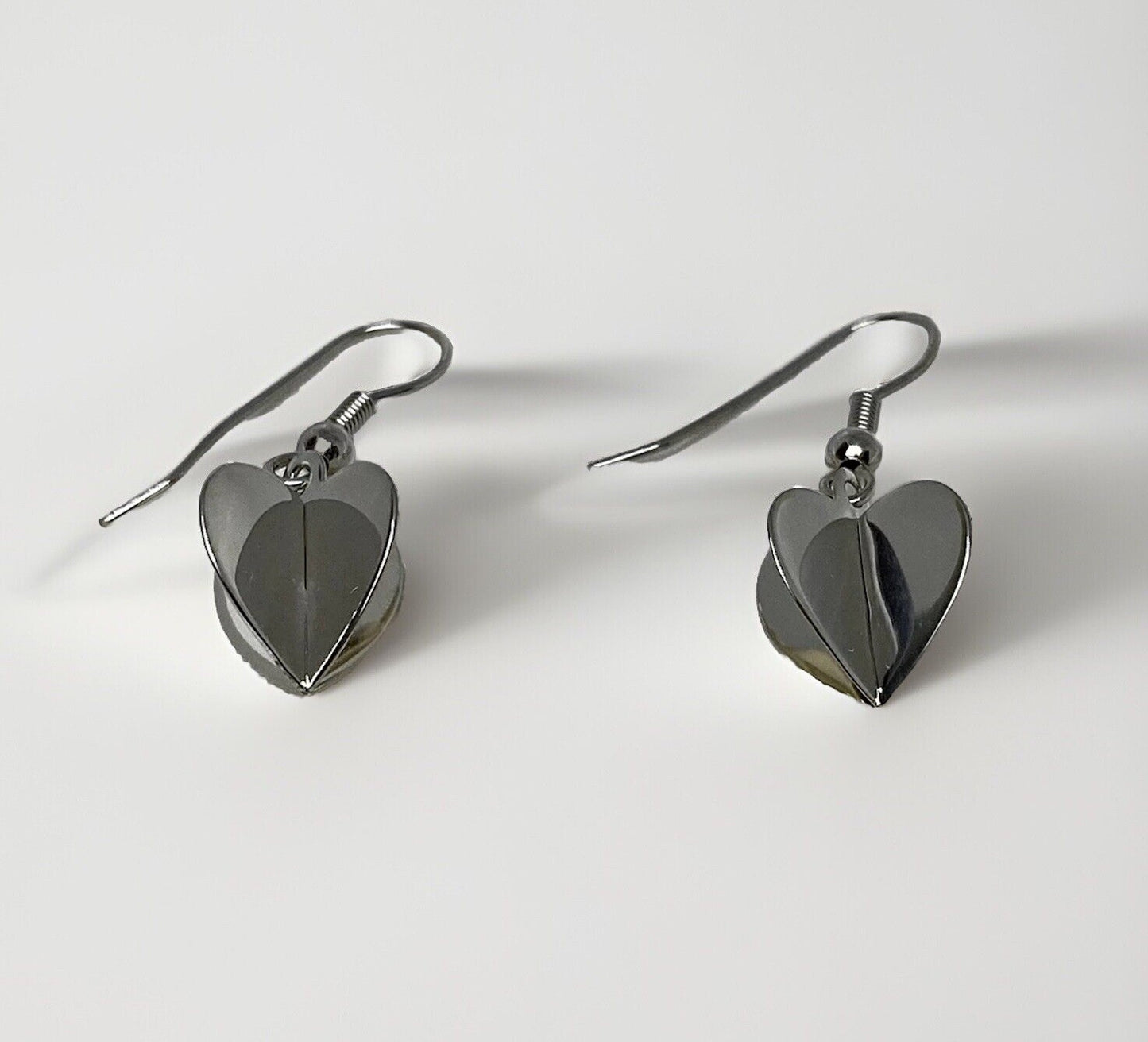 $100 QVC New Sterling Silver 925 Double Sided Heart Dangle Earrings