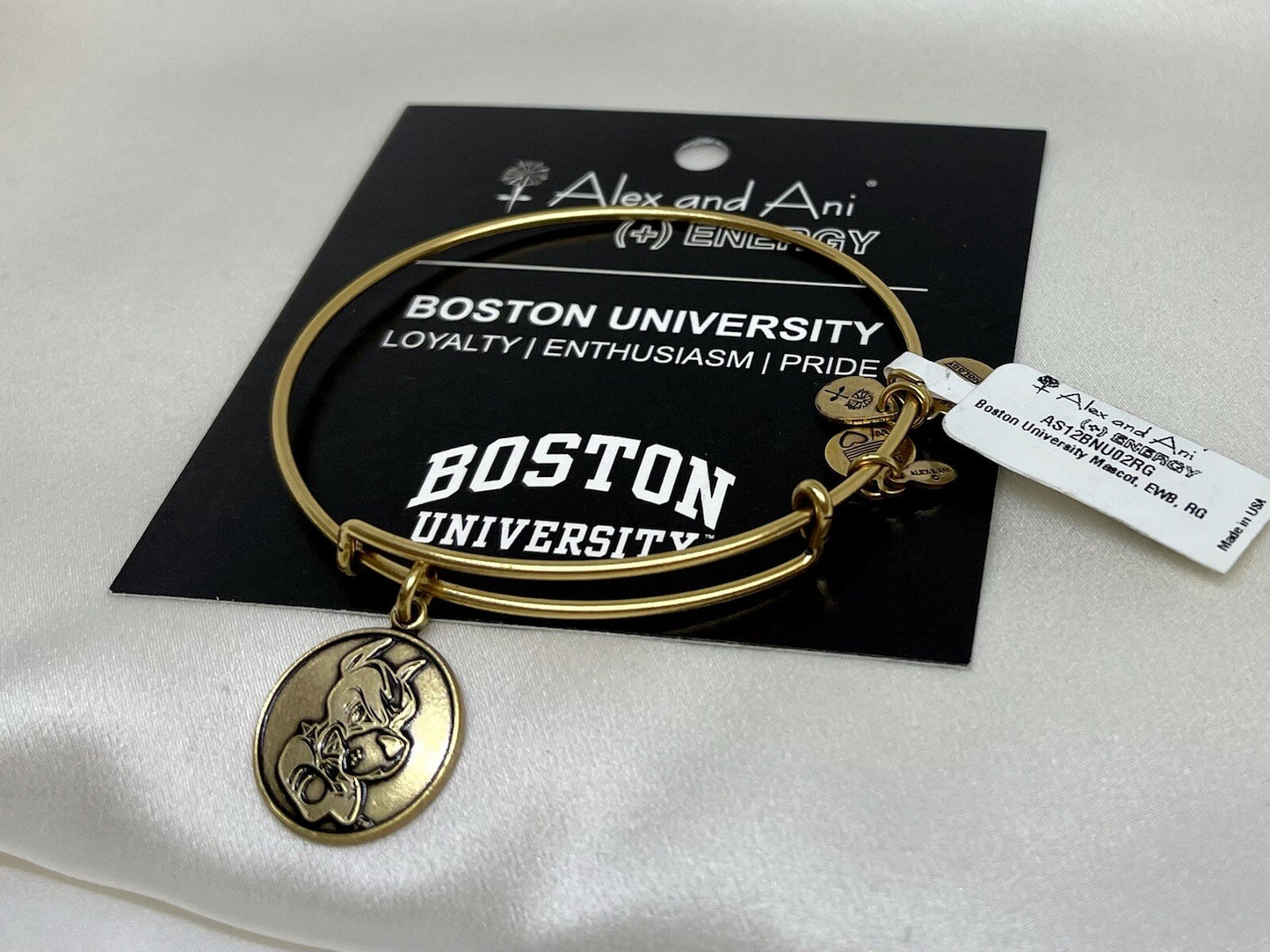 Alex and Ani Boston Pride University Mascot Rafaelian Gold Wrap Bracelet