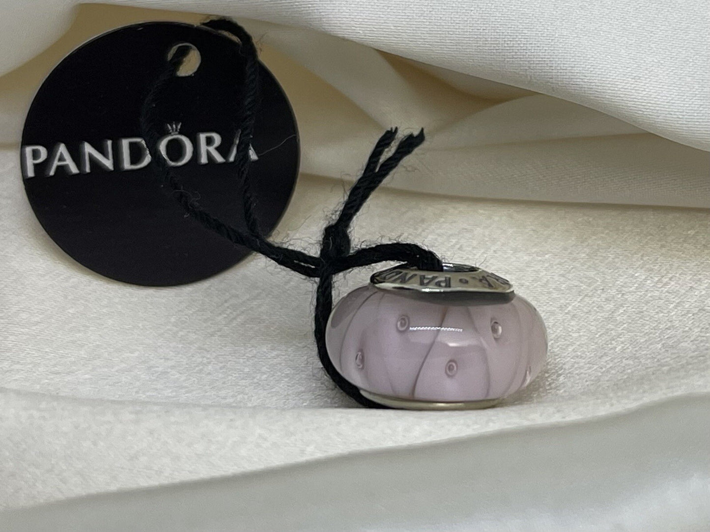 Pandora Sterling Silver 925 Pink Rose Captivating Murano Looking Glass Charm