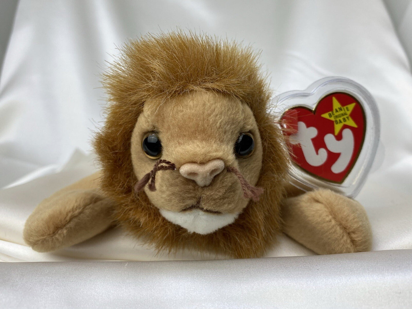Rare Retired Ty Beanie Baby Roary The Lion 1996 P.V.C. Pellets W Numerous Errors