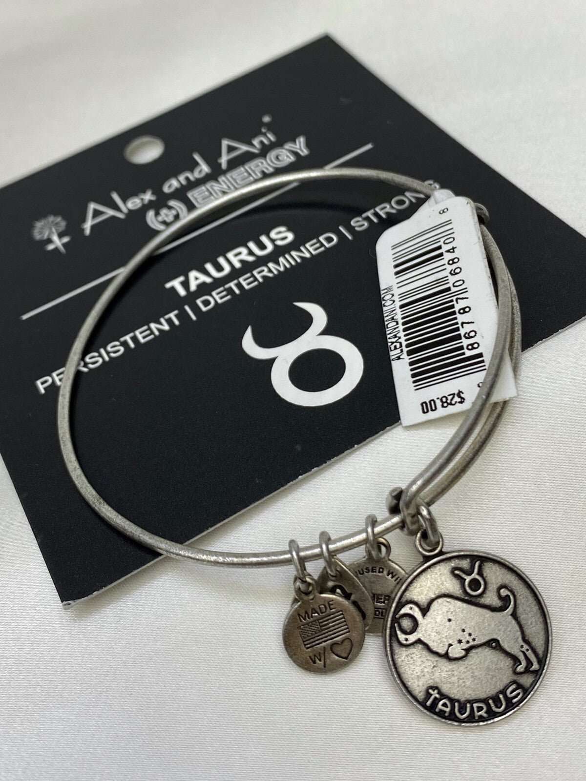 Alex And Ani Taurus Zodiac Charm Bangle Rafaelian Silver Wire Bracelet