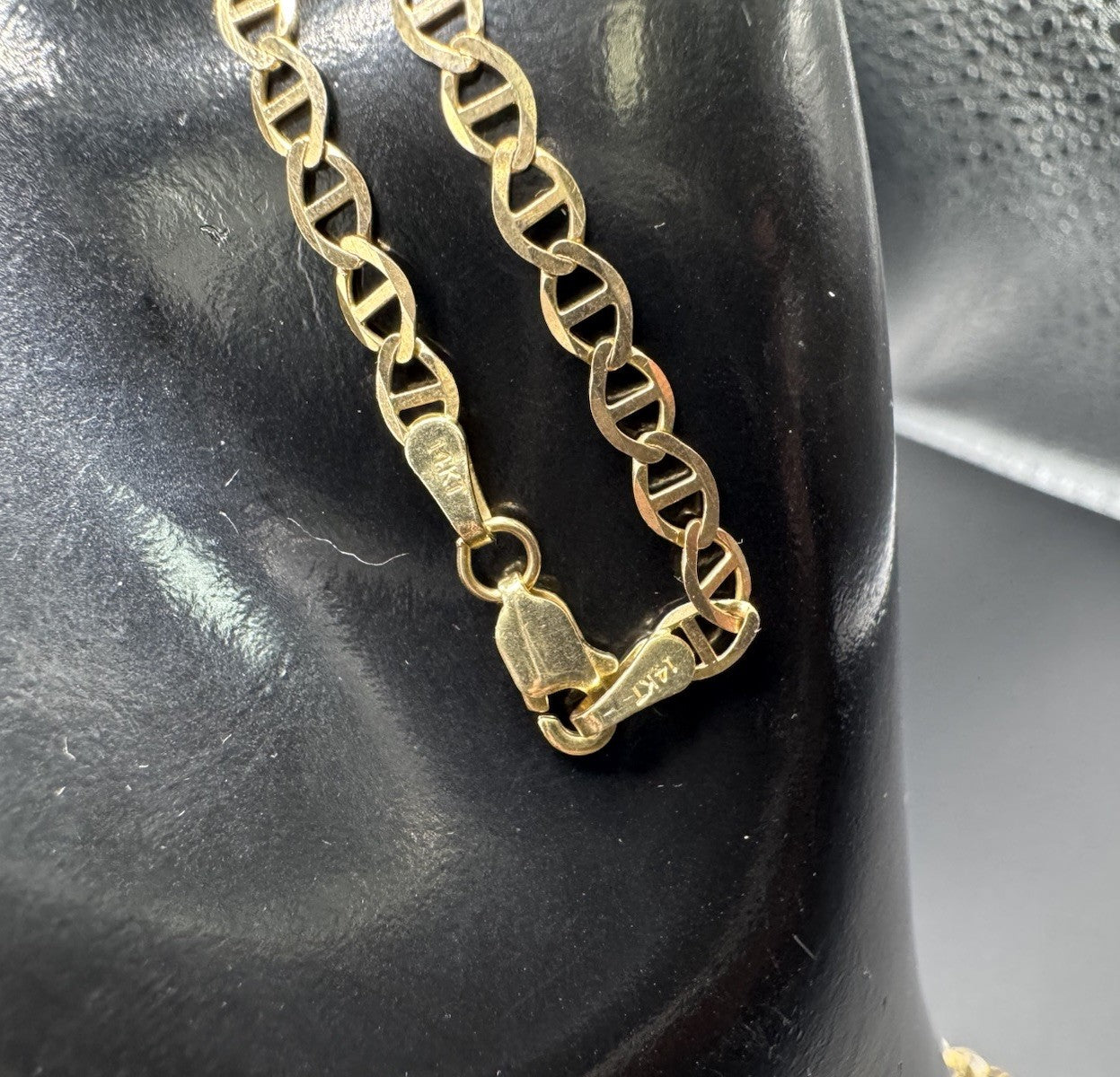 14K Yellow Gold Mariner Anchor Flat Link Chain Necklace 20.25 in 3.35mm 4.9 Gram