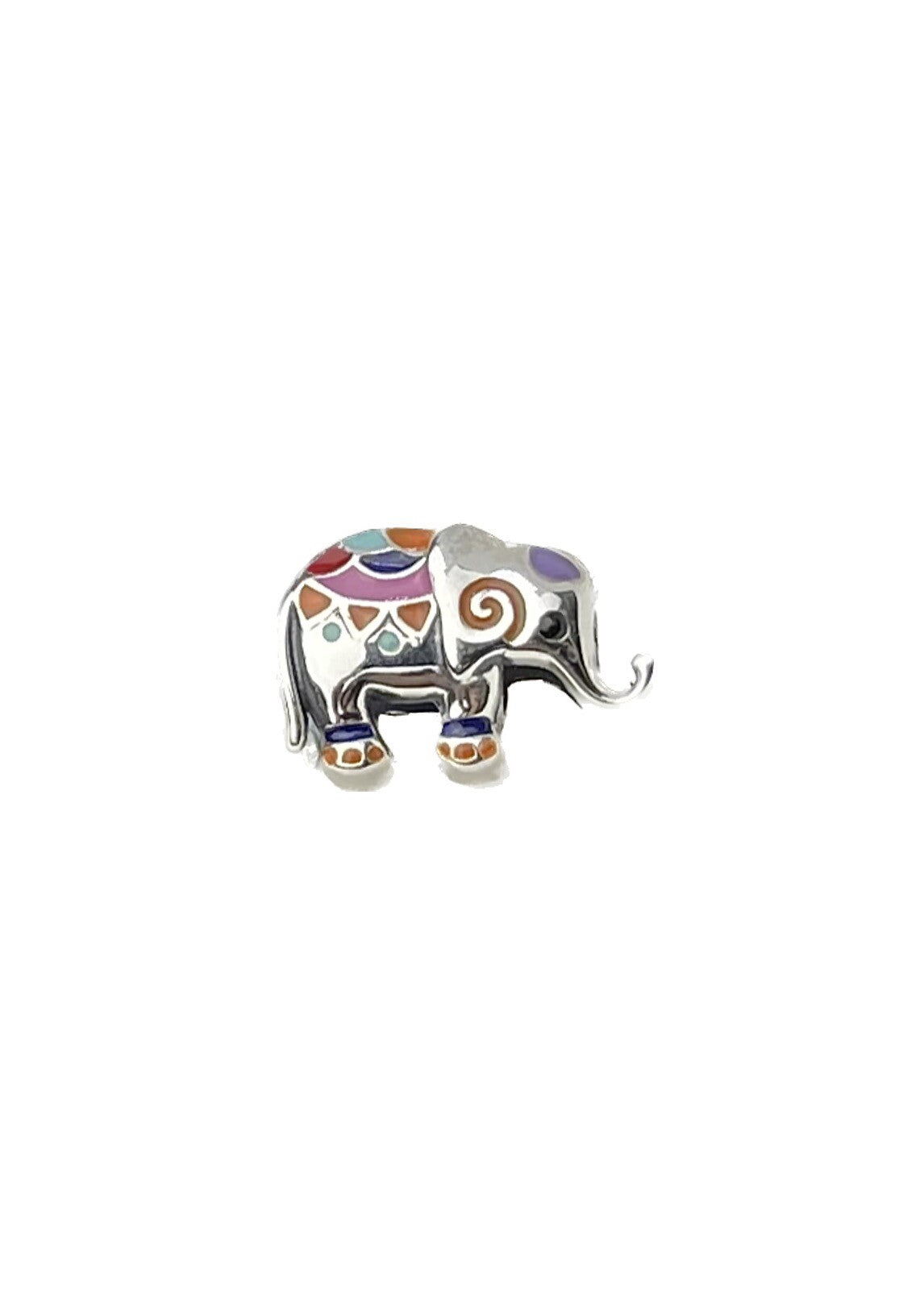 Sterling Silver 925 European Enamel Vibrant Happy Festive Elephant Charm