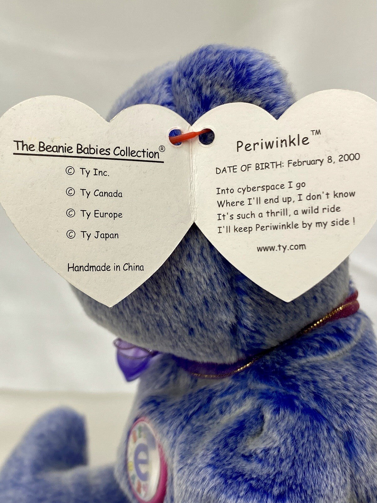 Oso Ty Beanie Baby Periwinkle Retirado Raro 2000 Menta C.E. Con Múltiples Errores