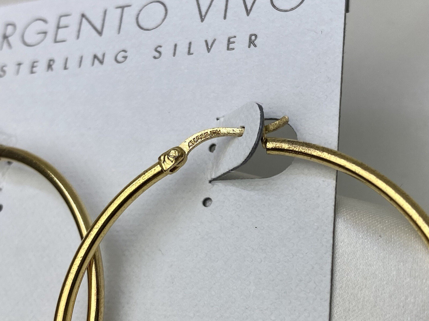 Argento Vivo Sterling Silver 925 14k Gold Plated 45mm Hoop Earrings 2mm Width
