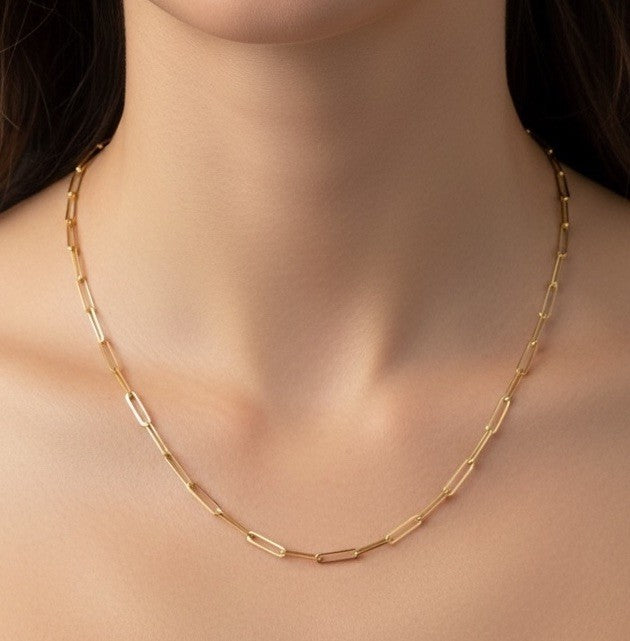 14K Yellow Gold Paperclip Chain Necklace 22in 2.54mm 5.9 Grams
