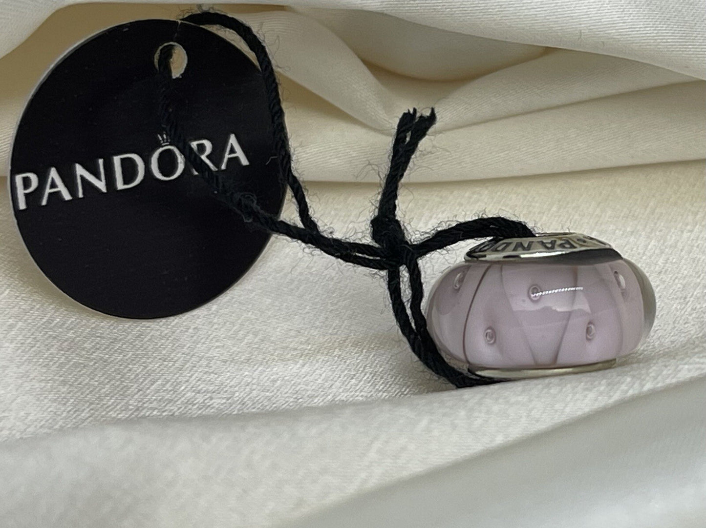 Pandora Sterling Silver 925 Pink Rose Captivating Murano Looking Glass Charm