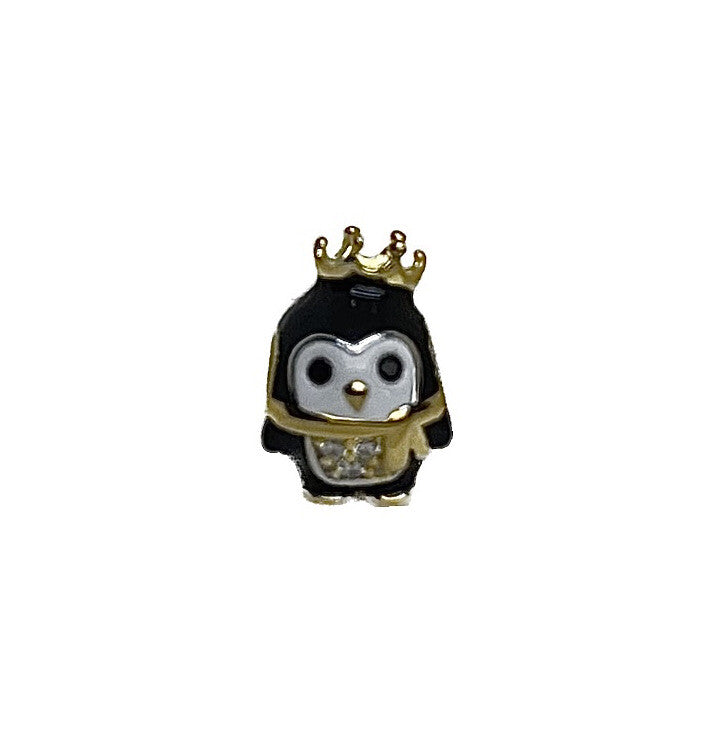 Dije de pingüino emperador de plata de ley 925 con circonitas y esmalte