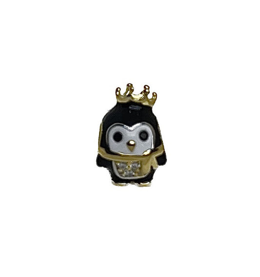 Sterling Silver 925 CZ Stones Emperor Penguin Enamel Charm