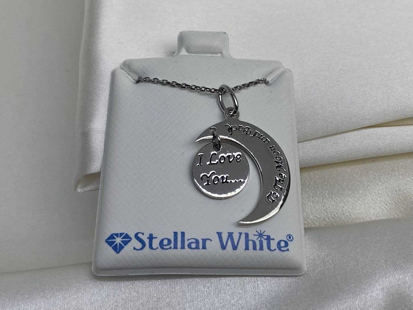 Collar Stellar White de plata de ley 925 "I Love You To The Moon And Back" de 45,72 cm