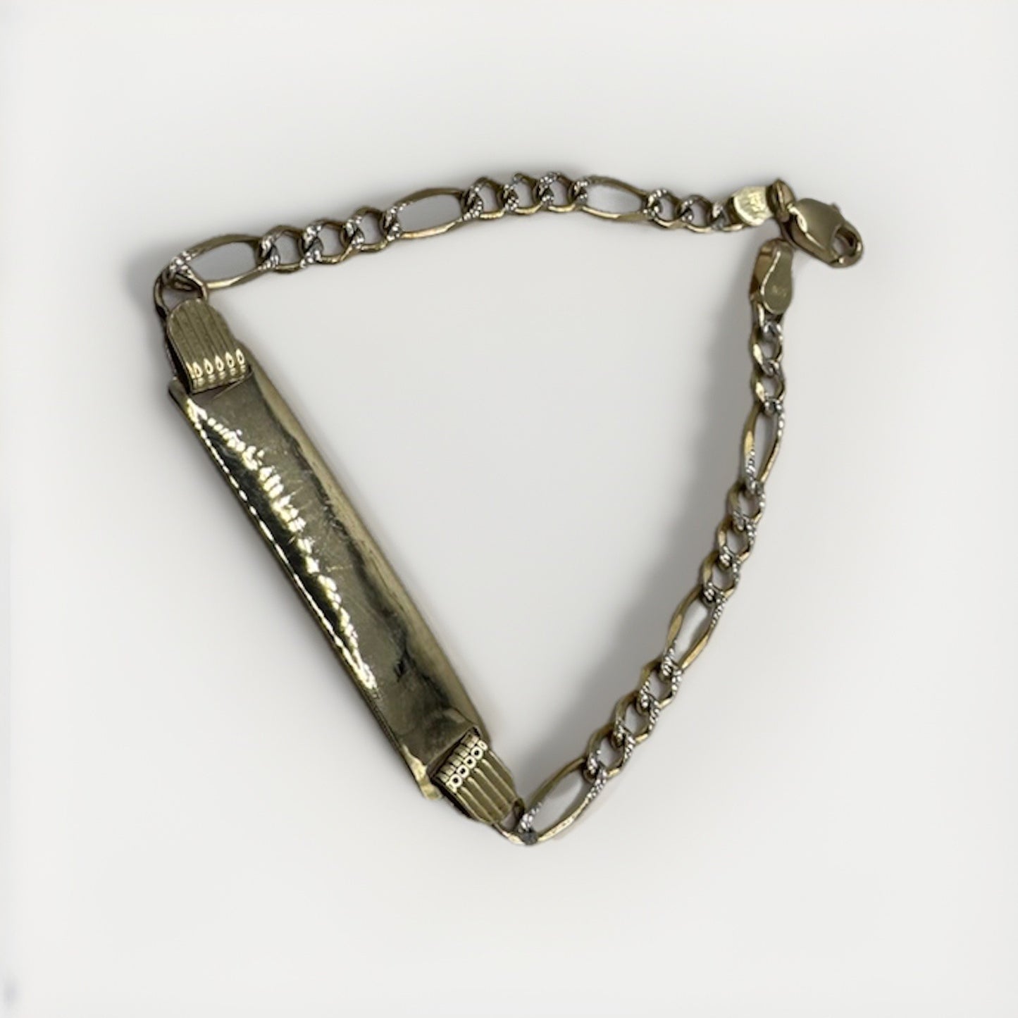 14K Yellow Gold Figaro ID Bracelet 6" Solid Link 3.8G Kids / Petite Women