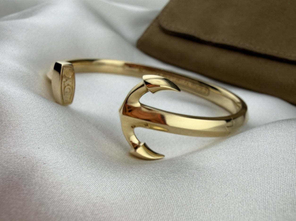 David Yurman 18K Yellow Gold 750 Maritime Anchor Cuff 32.5 Grams Medium