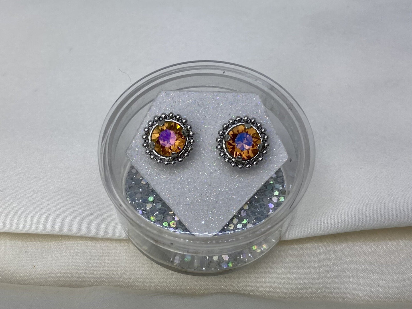 Wind And Fire Jewelry Spectrum Of Color Silver 925 Crystal Fire Stud Earrings