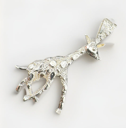 Colgante de jirafa de plata de ley 925, animal de zoológico, pepita texturizada 7.5g 45x21.49mm
