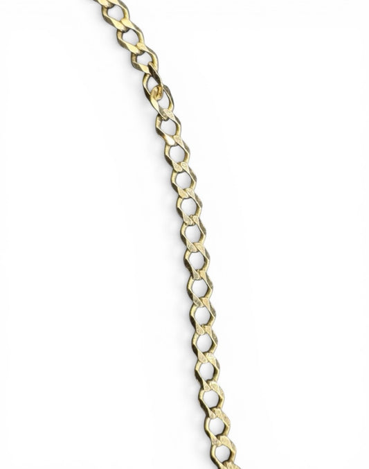 Cadena de eslabones cubanos abierta de oro amarillo de 14K 2.54mm 16.5in 4 gramos hecha en Italia