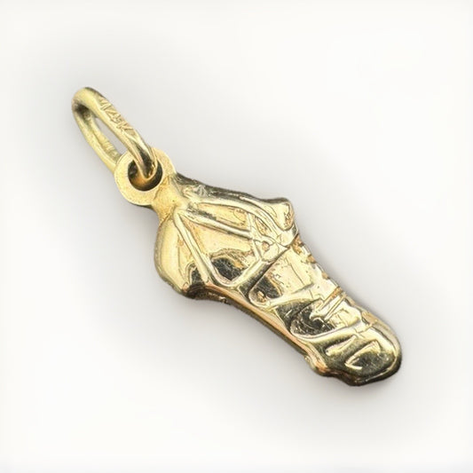Colgante de Tacos de Fútbol 3D de Oro Amarillo de 14K 1.8 Gramos 21x9mm Calado Amuleto Deportivo