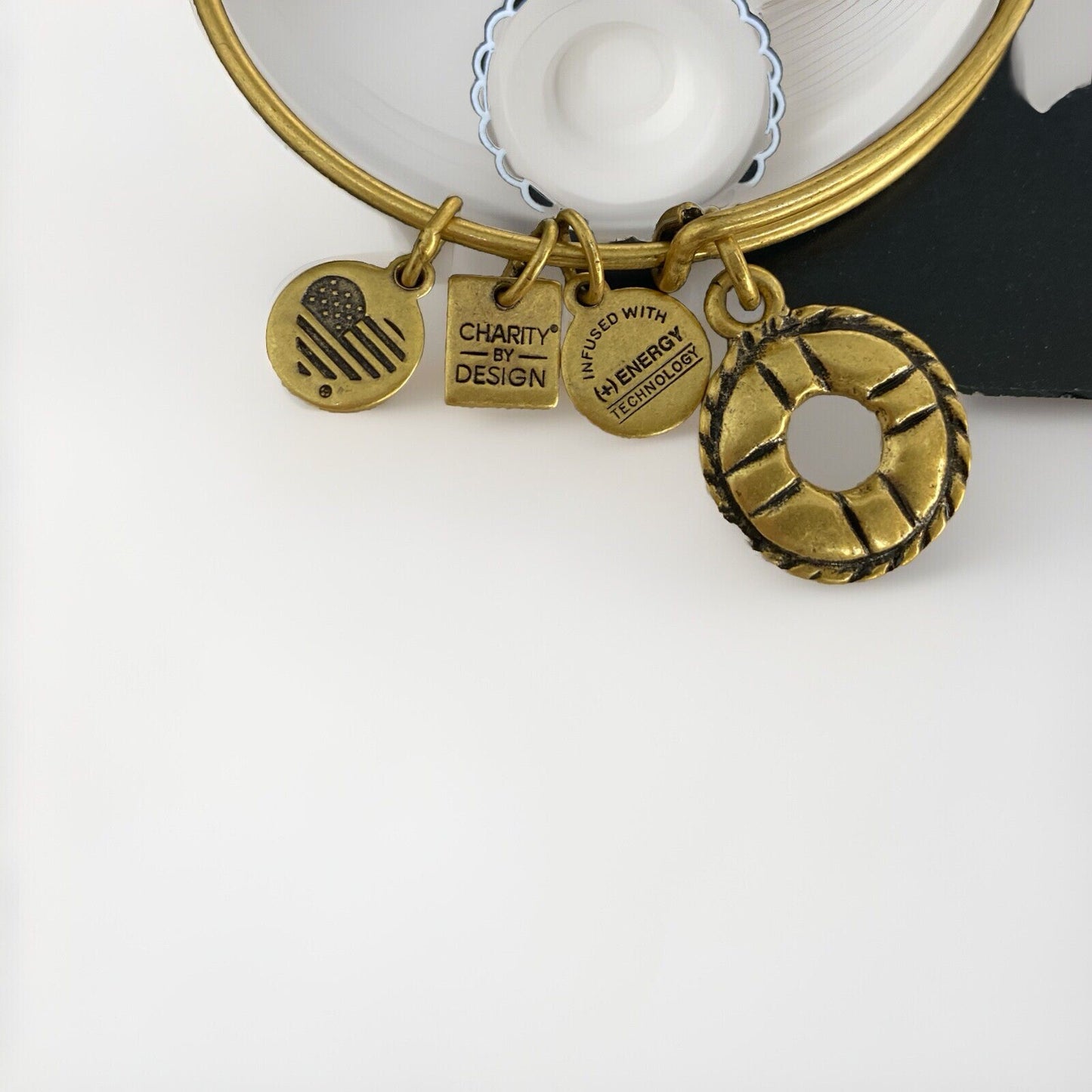 Alex and Ani Life Preserver Rafaelian Gold Charm Bangle Adjustable Bracelet