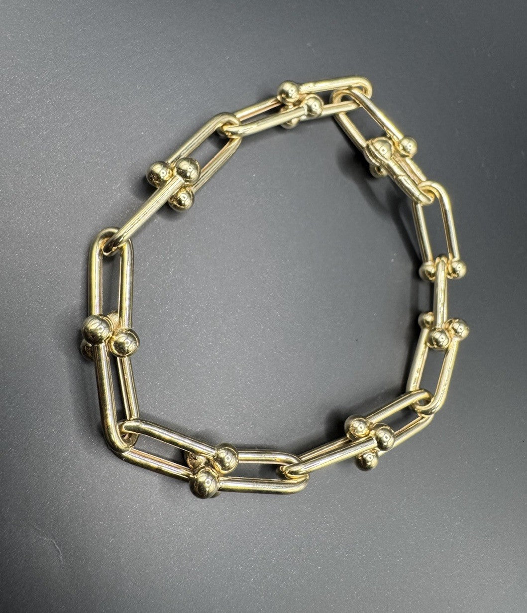 14K Yellow Gold Semi-Solid U-Link Hardwear Bracelet 8.73mm 12.5 Grams Sz 7.50