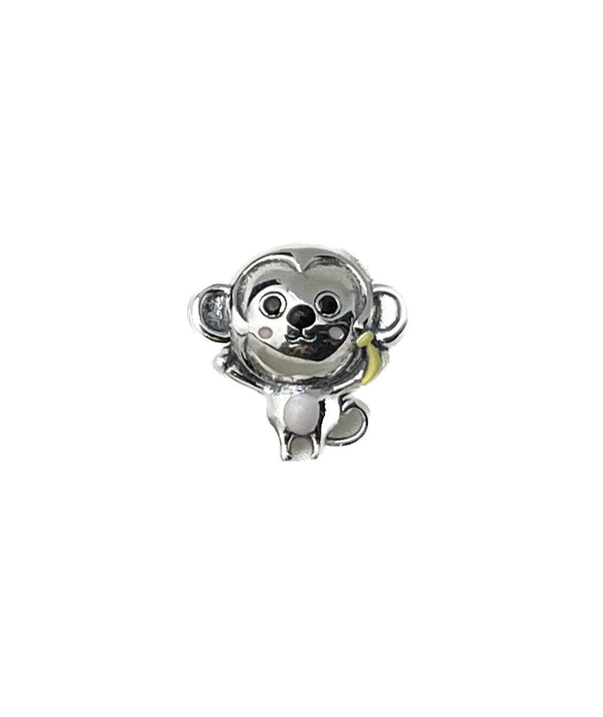 Sterling Silver 925 Enamel Joyful Anime Kawaii Monkey Character Charm
