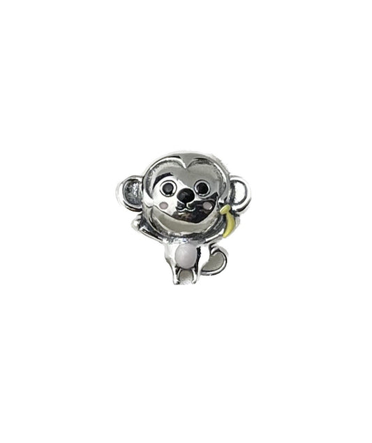 Sterling Silver 925 Enamel Joyful Anime Kawaii Monkey Character Charm