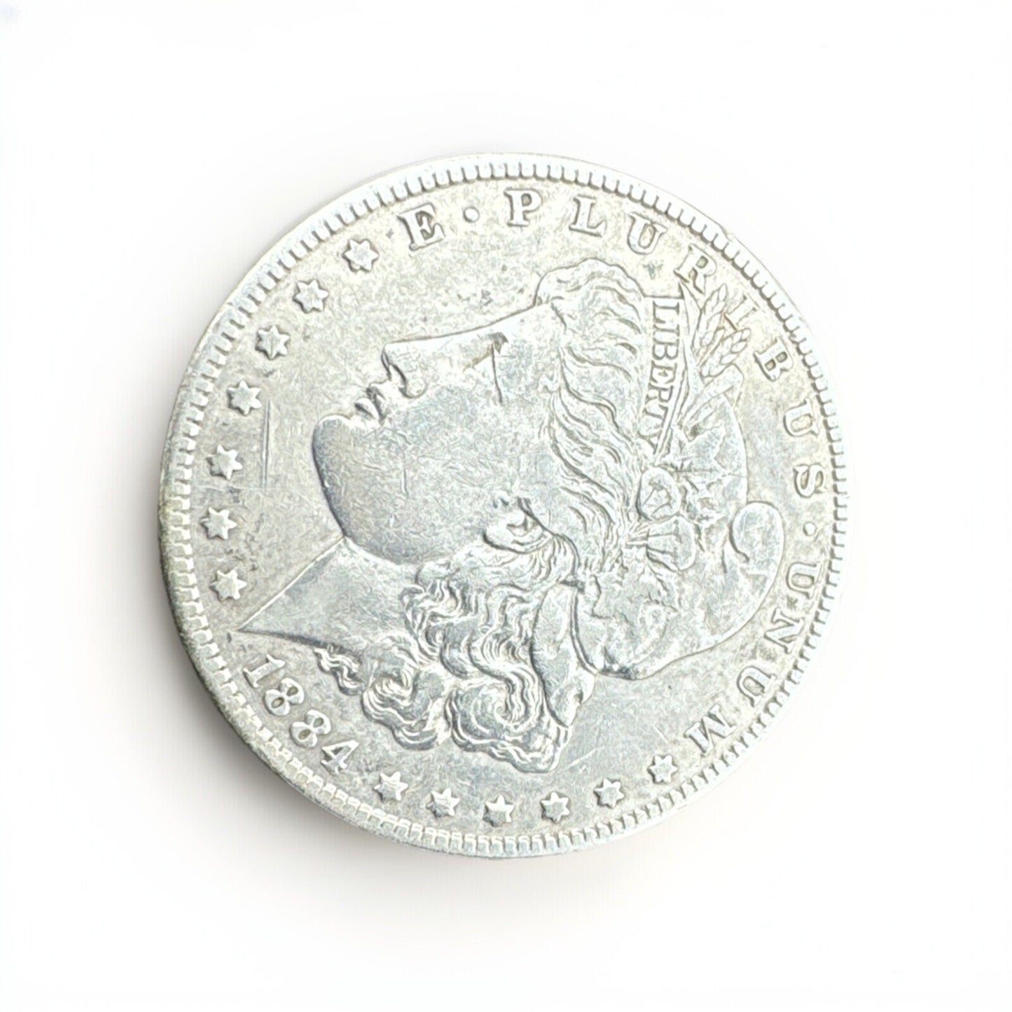 E PLURIBUS UNUM 1884 Lady Liberty Morgan Silver One Dollar Coin $1