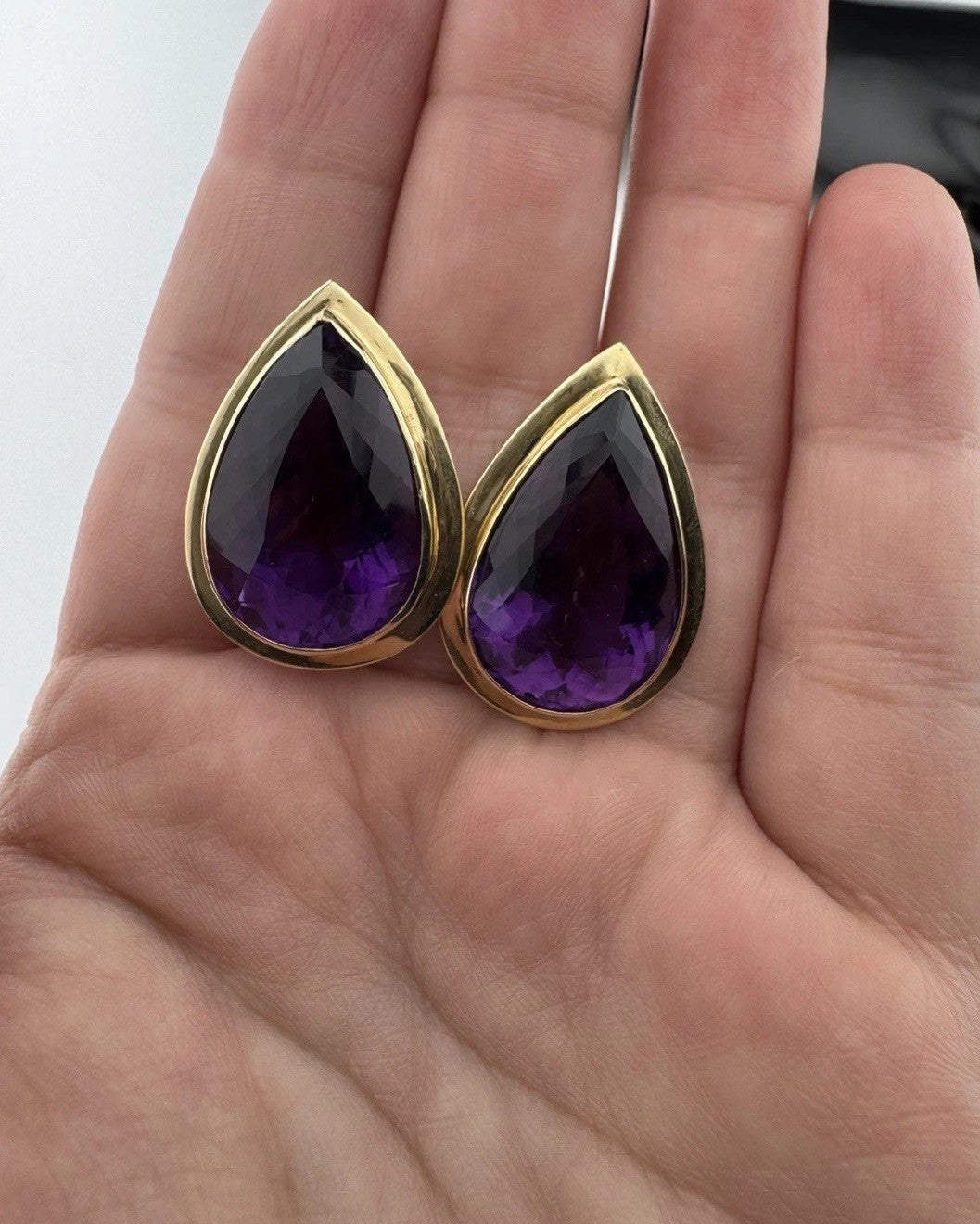 14K Yellow Gold 4 Piece Jewelry Set Bracelet Ring Pendant Earring 70.5G Purple