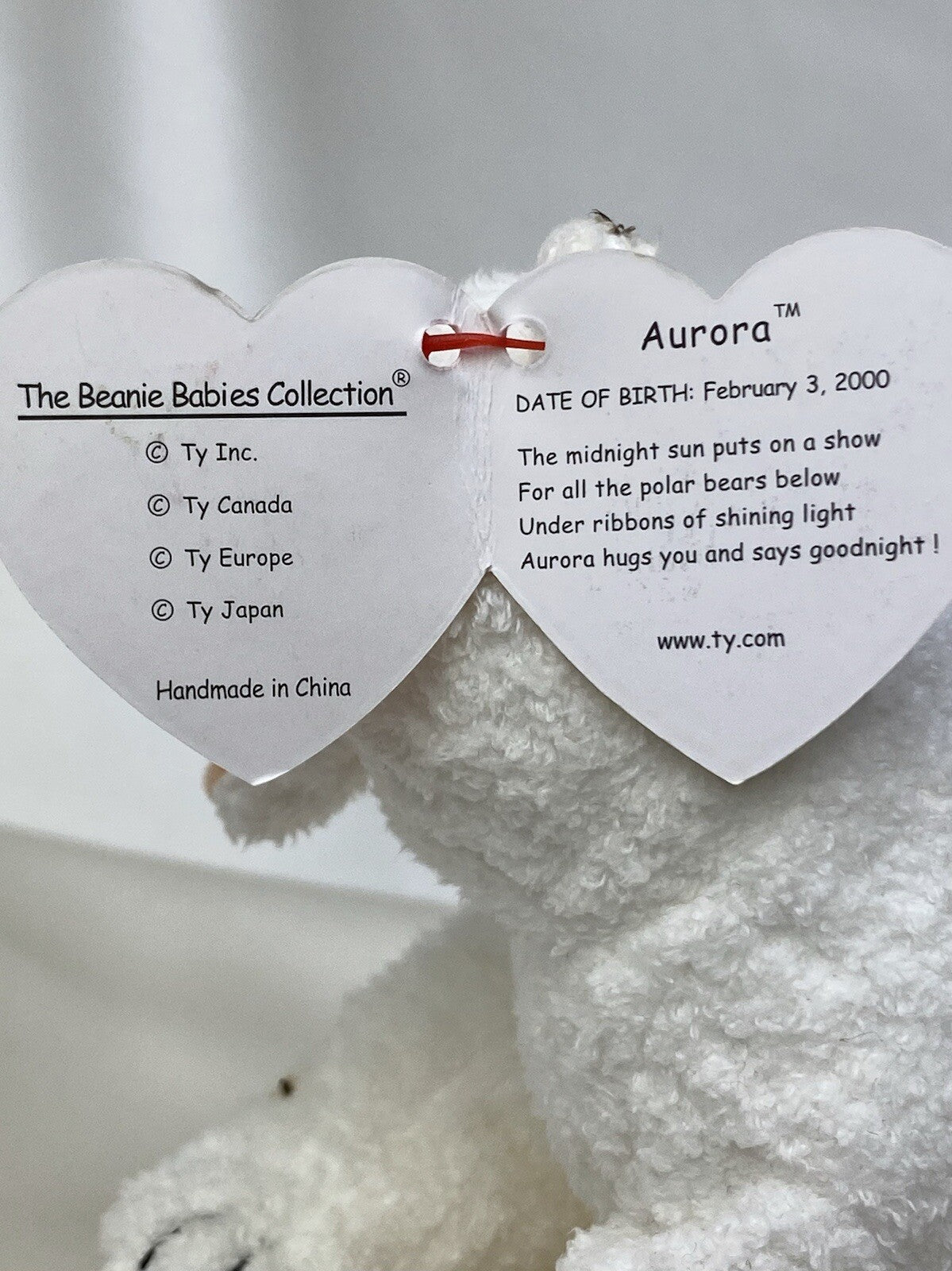 Rare Retired Ty Beanie Baby Aurora The Bear 2000 Mint P.E. Pellets With Errors
