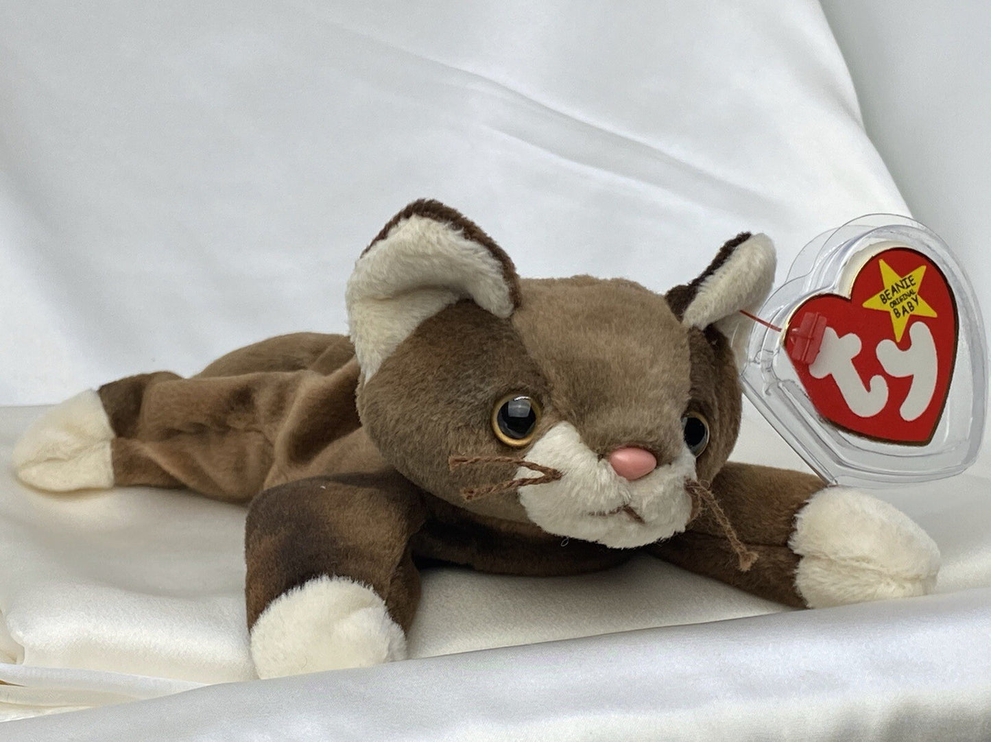 Rare Retired Ty Beanie Baby Pounce The Cat 1997 Mint P.E. Pellets With Errors