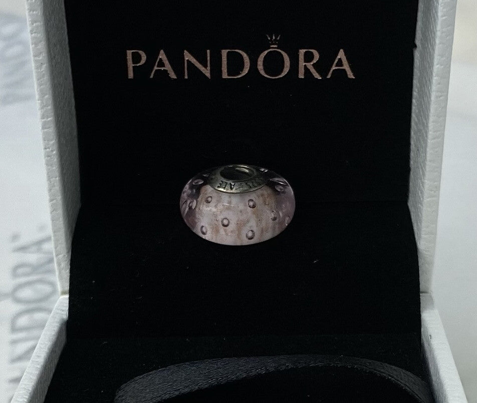 Pandora Plata de Ley 925 Rosa Glitter Circonita Cúbica Brillo Hielo Gota Murano Cristal Charm