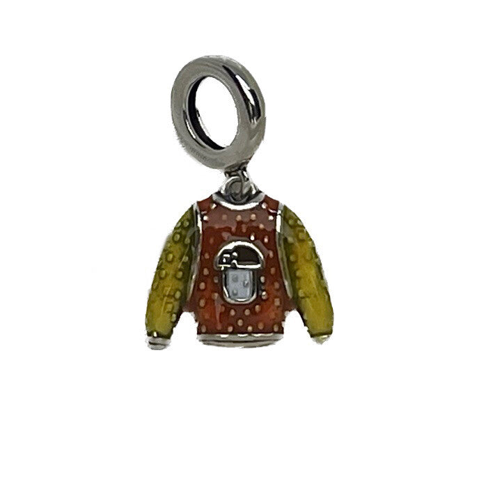Sterling Silver 925 European Dangle Enamel Cute Vibrant Mushroom Sweater Charm