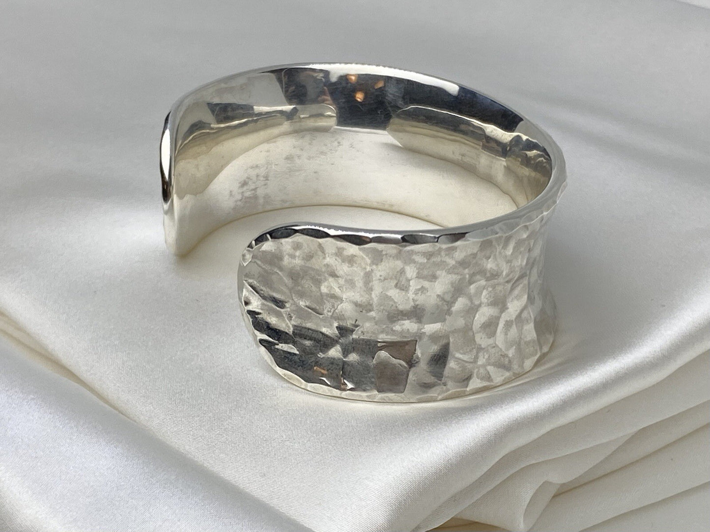 Hammered Style Sterling Silver 925 24mm Hand Crafted Bracelet By Beltran Jewelry