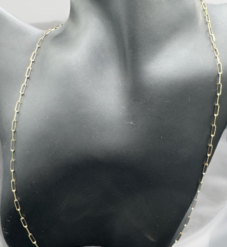 14K Yellow Gold Paperclip Chain Necklace 20in 1.97mm 2.6 Grams