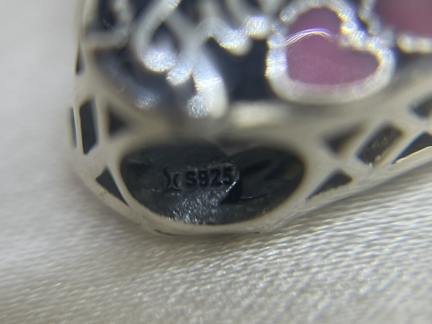 Sterling Silver 925 Love Red & Pink Color Changing Enamel Hearts Family Charm