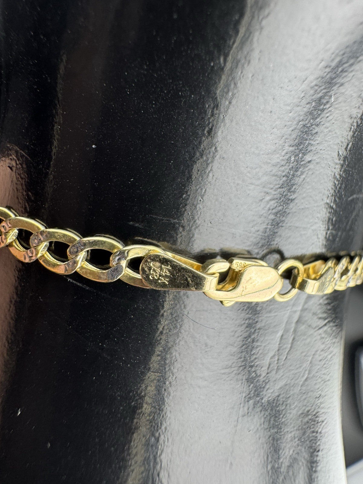 14K Yellow Gold Curb Link Bracelet 7.5in 3.49mm 1.9 Gram Classic Elegant Style
