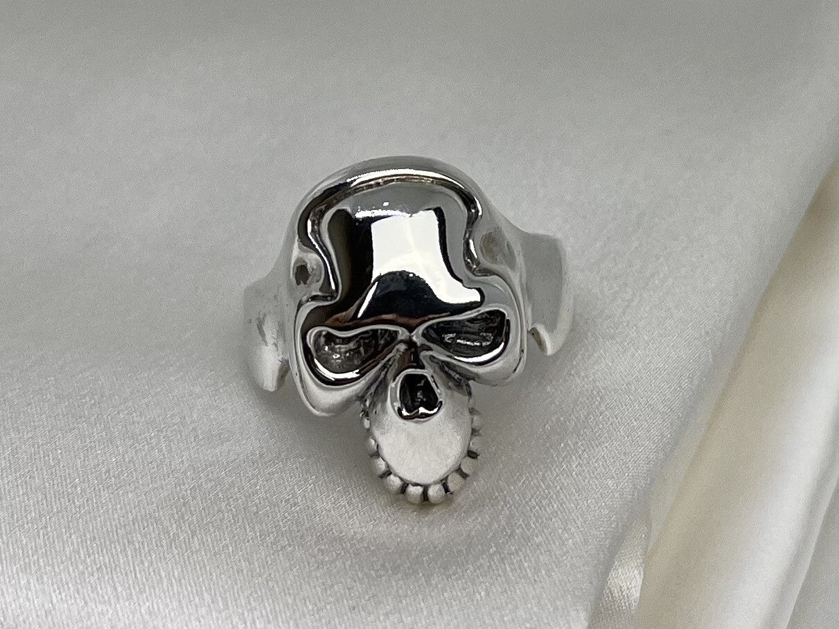 Skull Biker Warrior Bone 18x26mm Sterling Silver 925 Hand Crafted Ring Size 13.5