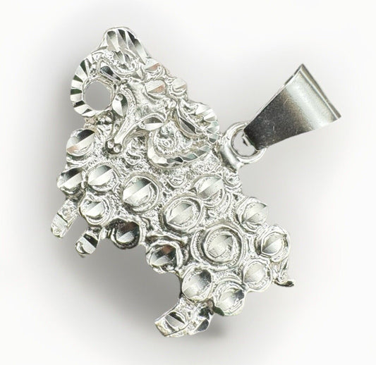Sterling Silver 925 Ram Sheep Animal Nugget Textured Pendant 16.9G 46x40mm