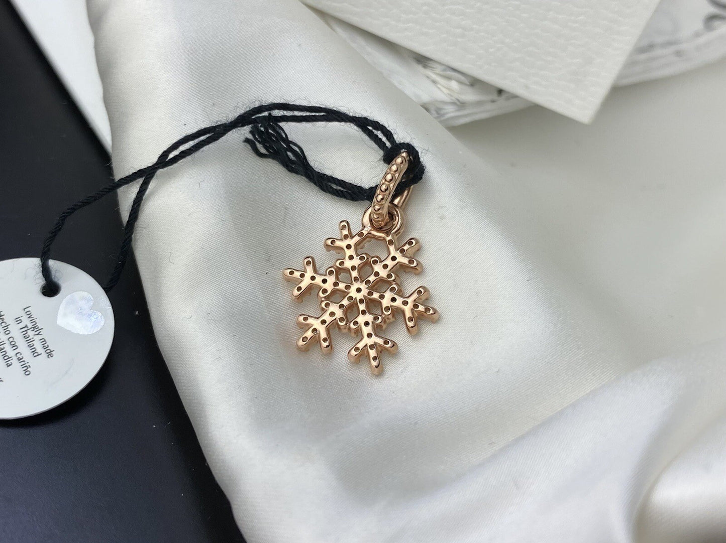 Pandora Rose Gold ALE R Sparkling Snowflake 23mm Dangling Charm Cubic Zirconia