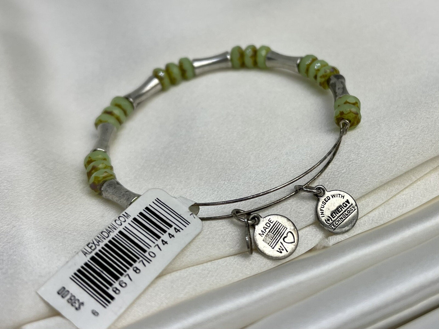 Alex and Ani Green Glade Mantis Rafaelian Silver Wrap Bangle Bracelet