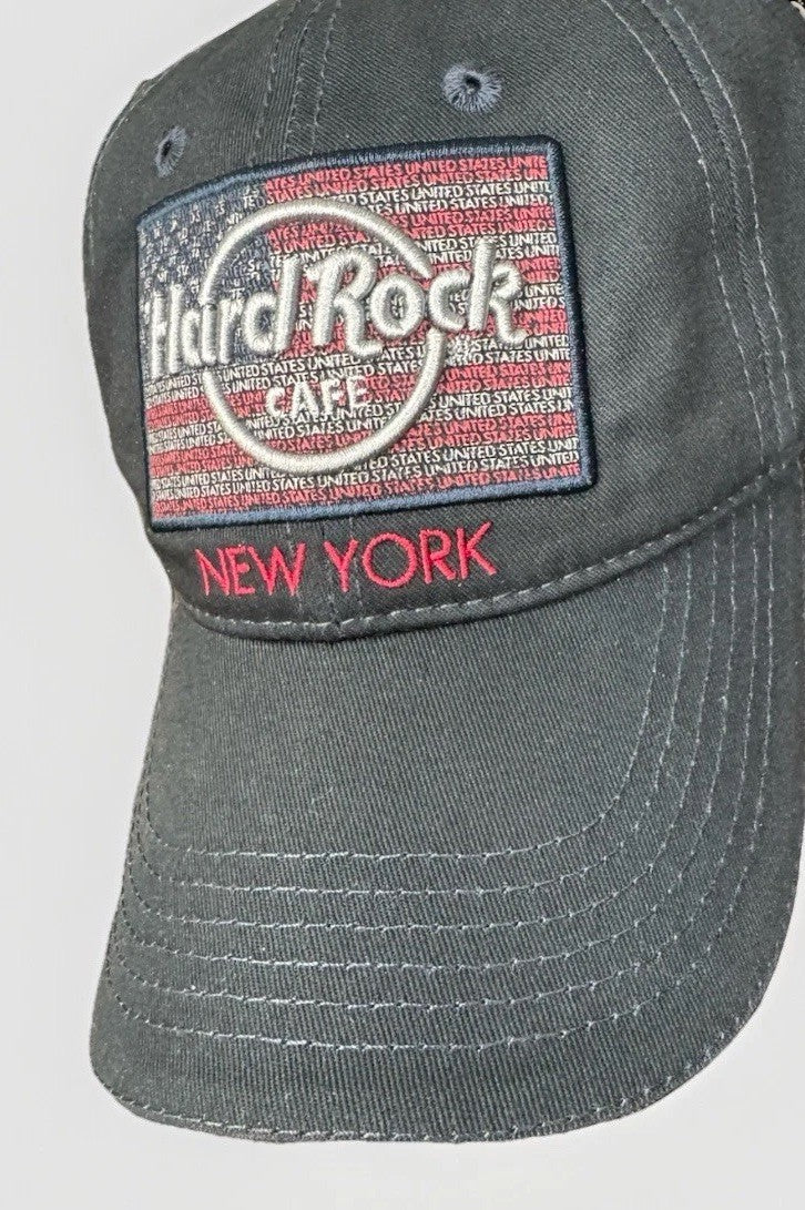 Hard Rock Casino Hat Cap Snap Back Navy Blue USA Flag Patch Embroidered Mens