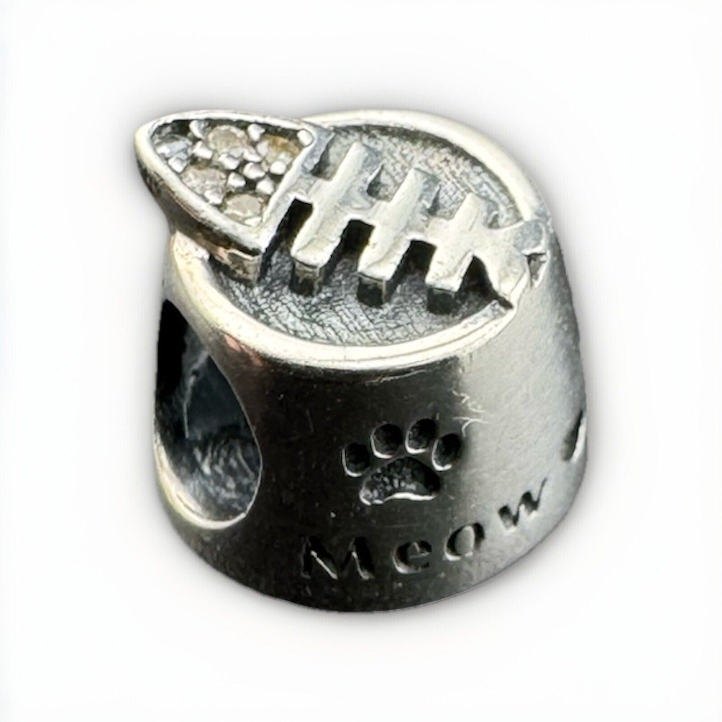 Pandora Charm Meow Cuenco Gato Espina de Pescado Plata de Ley 925
