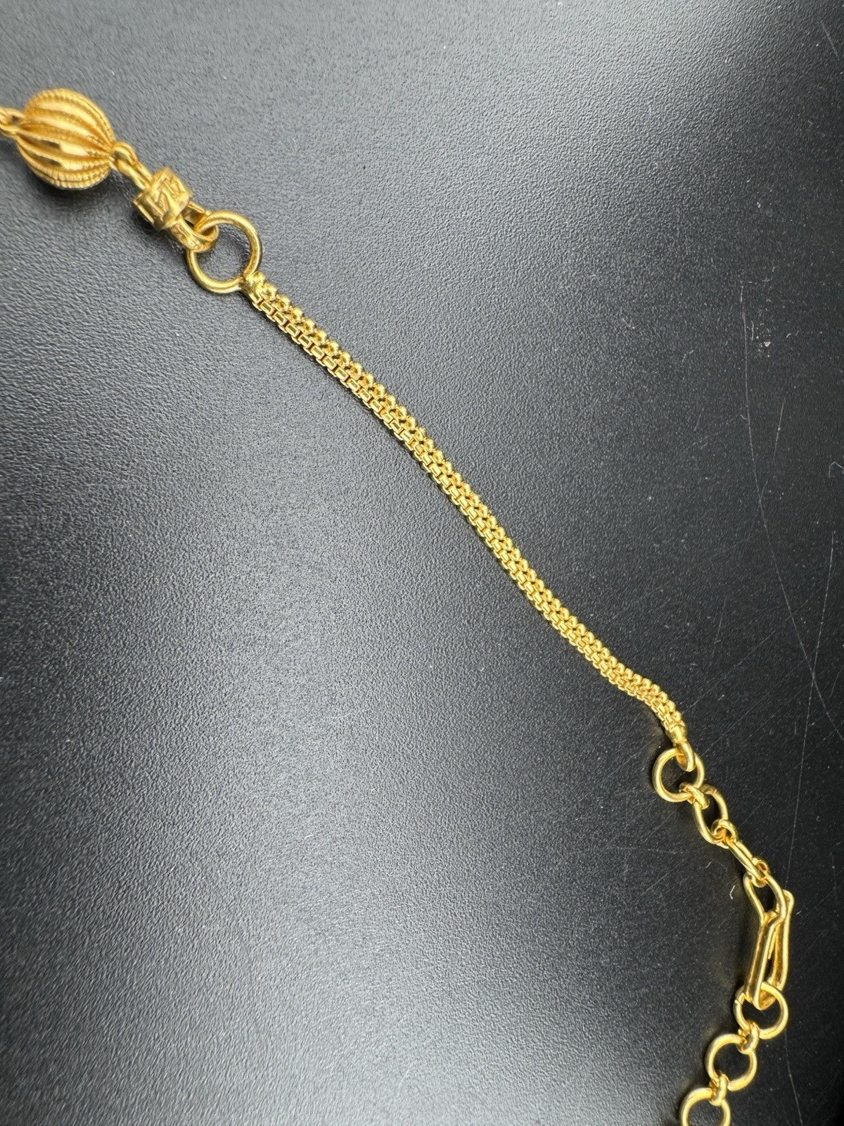 Vintage 22K Yellow Gold Beaded Necklace 5.83mm 17.5 Inch 17.8G Victorian Charms