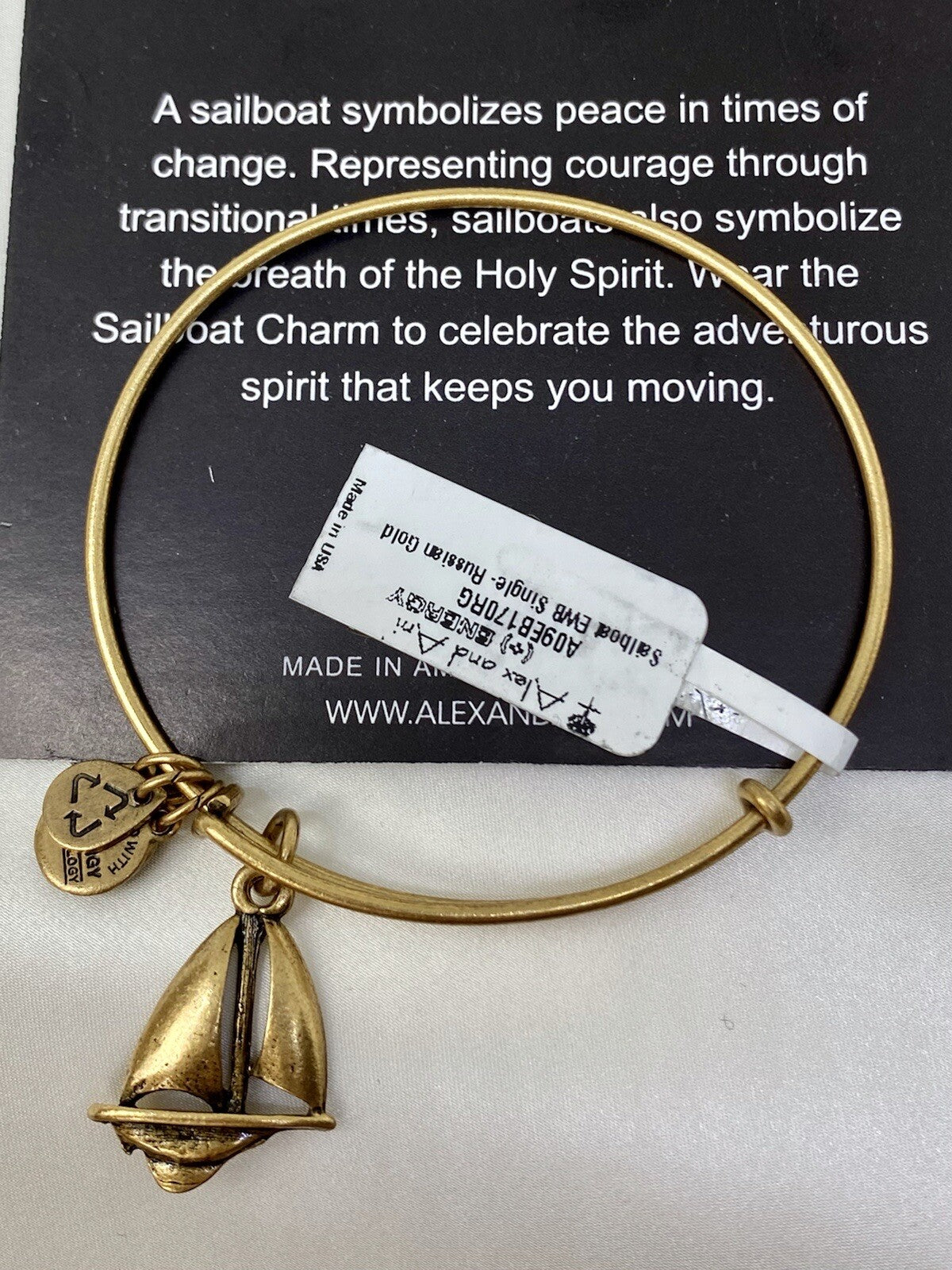 Alex And Ani Sailboat Adventure Transition Rafaelian Gold Bangle Charm Bracelet