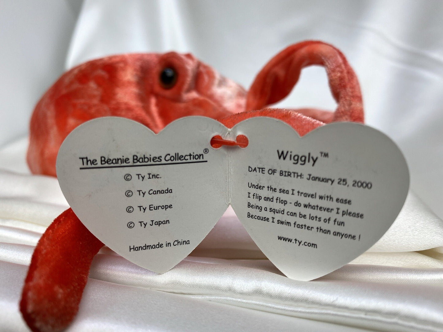 Rare Retired Ty Beanie Baby Wiggly The Octopus 2000 Mint P. E Pellets W Errors