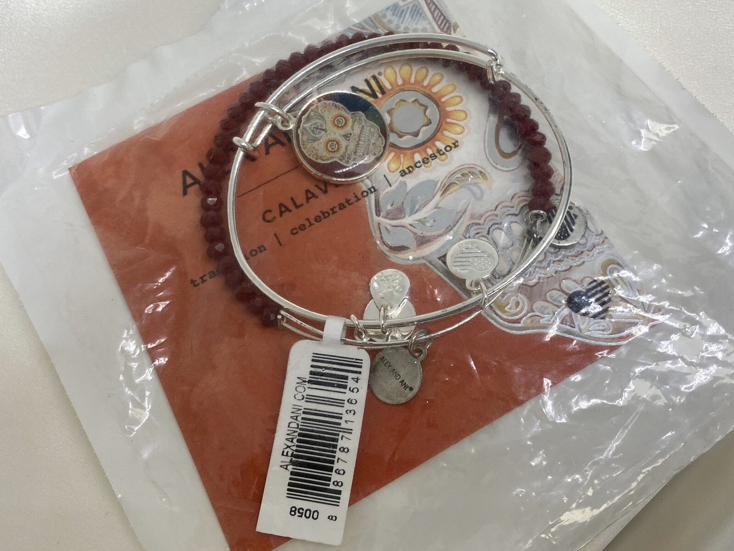 Alex and Ani Calavera II Art Infusion Bangle Bracelet Rafaelian Silver