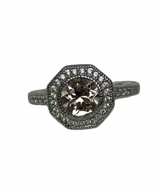 Judith Ripka Sterling Silver 925 Halo Ring Pink Sapphire Cubic Zirconia Size 11
