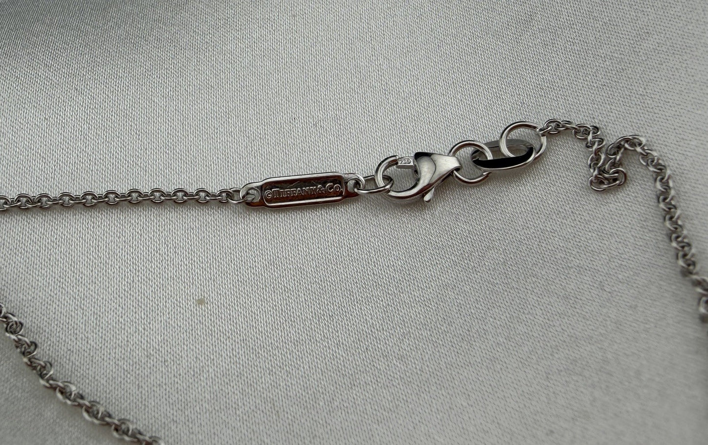 Tiffany & Co. 18k White Gold Diamond T Circle Pendant Necklace Large 30mm 18”