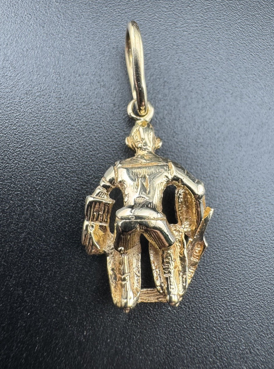 14K Solid Gold Hockey Player Charm Pendant 4.4 Grams 23x14mm Stick Sports Gift